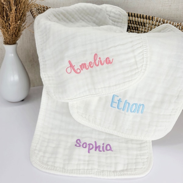 Muslin Burp Cloths / Personalized baby Burp/Embroidered name on burp cloths/Custom baby Burp/Baby shower gift/Baby burp cloths