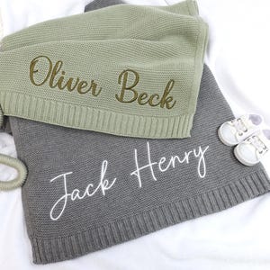 Manta con nombre de bebé, regalo para bebé, manta bordada, manta para cochecito, regalo para baby shower, regalo para recién nacido, manta personalizada con nombre para bebé.