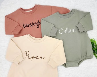Cotton Baby Romper Sweatshirt, Embroidered Long Sleeve Infant sweatshirt,Personalized baby sweatshirt,newborn gift,baby shower Gift