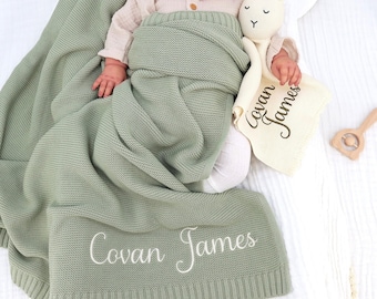 Baby Blanket Set, Embroidered Name, Stroller Blanket