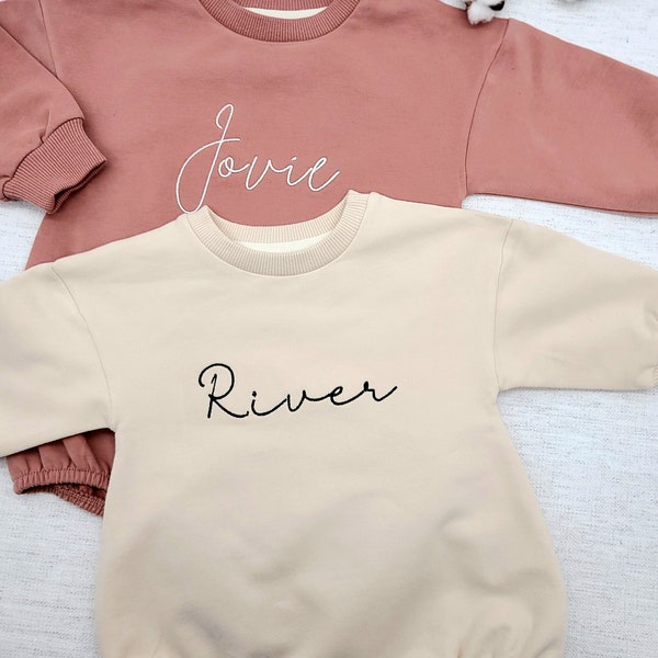 Baby Sweatshirt Romper, Organic Cotton Embroidered Name Infant sweatshirt,Personalized baby sweatshirt,newborn gift,baby shower Gift.