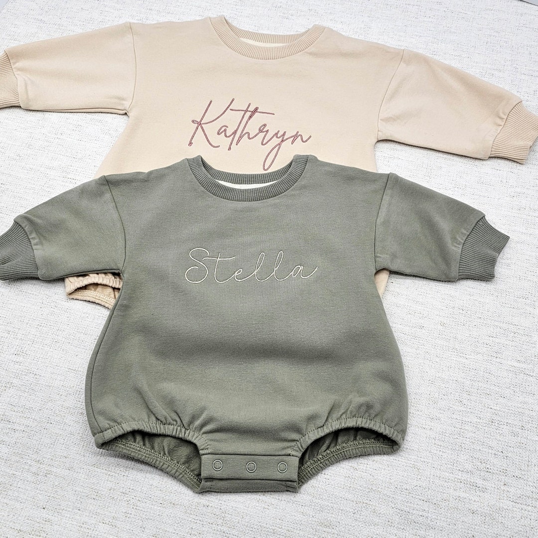 Baby Sweatshirt Romper, Organic Cotton Embroidered Long Sleeve Infant