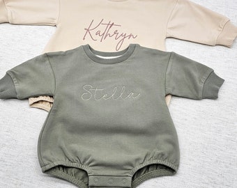 Baby Sweatshirt Romper, Organic Cotton Embroidered Long Sleeve Infant sweatshirt,Personalized baby sweatshirt,newborn