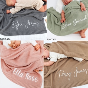 Baby Blanket, Baby gift, Newborn gift, Personalized Name, Stroller Blanket, Newborn Baby Gift, Soft Breathable Cotton Knit, baby shower Gift zdjęcie 5
