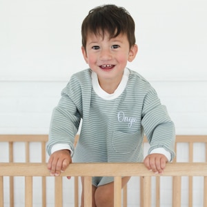Gender Neutral Sweatshirt Romper, Personalized Baby Romper, Embroidered Baby Sweatshirt, Hand Embroidered Baby Sweatshirt, Baby Gift, Romper