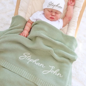 Baby Name Blanket, Baby gift, Embroidered Blanket, Stroller Blanket, Baby Shower Gift, Newborn Baby Gift, Personalized Name baby Blanket image 2