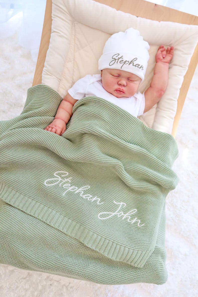 Baby Name Blanket, Baby gift, Embroidered Blanket, Stroller Blanket, Baby Shower Gift, Newborn Baby Gift, Personalized Name baby Blanket image 2
