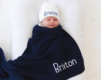 Embroidered Name Knit Blanket, Knitted Baby Name Blanket, Baby Name Blanket, Personalized Name, Name Blanket for Girl, Baby Girl Blanket