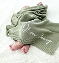 Embroidered Baby Blanket, Soft Cotton Knit Baby Blanket, Custom Baby Name Blanket, Baby Shower Gift, Newborn Blanket, Keepsake Gift for Baby