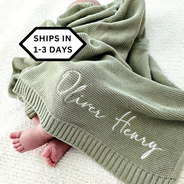 Baby Blanket, Baby gift, Newborn gift, Personalized Name, Stroller Blanket, Newborn Baby Gift, Soft Breathable Cotton Knit, baby shower Gift