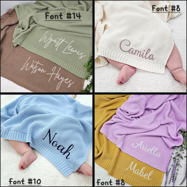 Custom Name Baby Blanket, Baby Gifts, Baby Blanket with Name, Embroidered Baby Blanket, Baby Shower Gift, Kids Blanket, Newborn Baby Gift image 3