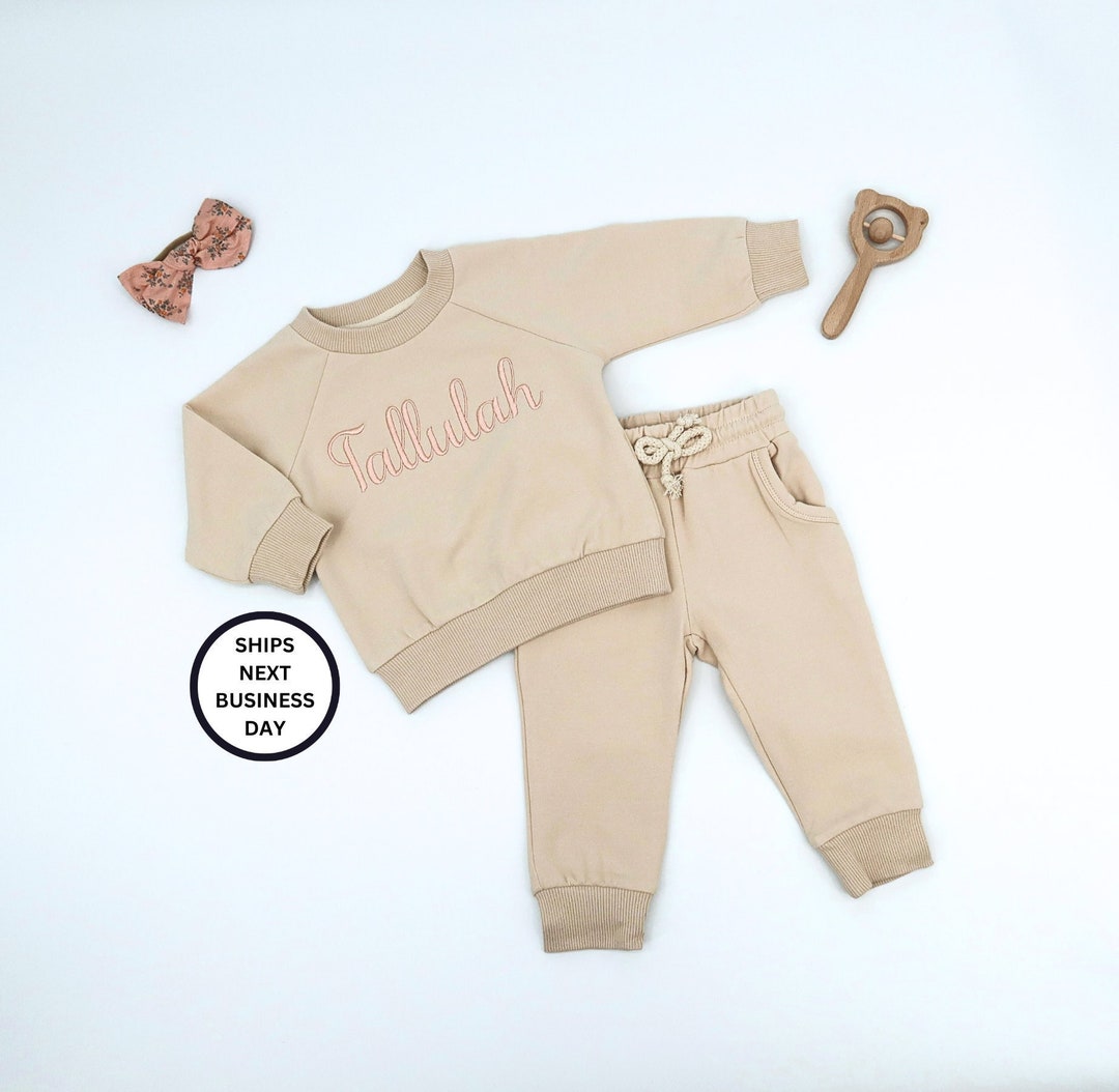 Baby Yellow Monogram-Style Winter Tracksuit (2-Piece)