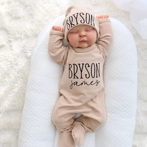 Baby Coming Home Outfit, Personalized Baby Gift, Custom Baby Apparel, Embroidered Name Outfit, Personalized Baby Clothing, newborn gift.
