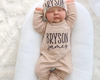 Baby Coming Home Outfit, Personalized Baby Gift, Custom Baby Apparel, Embroidered Name Outfit, Personalized Baby Clothing, newborn gift.