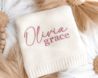 Personalized Baby Blanket, Soft Cotton Knit Baby Blanket, Custom Baby Name Blanket, Baby Shower Gift,Newborn Blanket, Keepsake Gift for Baby