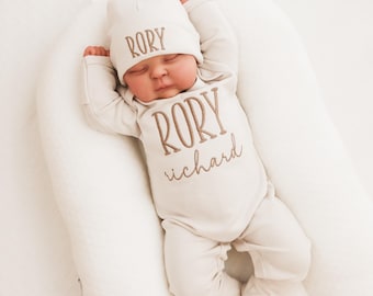 Baby Coming home outfit,Personalized Baby Gift, Custom Baby Outfit, Embroidered Name Outfit, Personalized Baby Clothing, newborn gift.