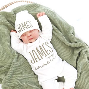 Baby Coming Home Outfit, Personalized Baby Gift, Custom Baby Apparel, Embroidered Name Outfit, Personalized Baby Clothing, newborn gift.