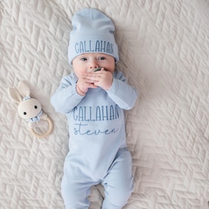Embroidered Baby Romper, Embroidered Cotton Romper, Baby Outfit, Newborn Personalized, Baby Gift, Baby Boy Blanket, Baby Name Outfit