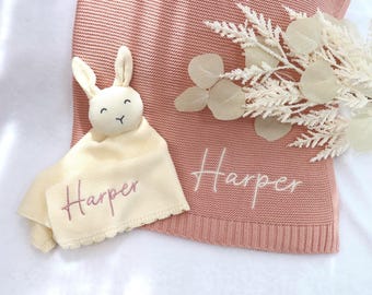 Custom Baby Blanket / Toy, Personalized Baby Gift with Embroidered Name, Soft Newborn Keepsake, Baby Shower or Birthday Gift for Girl or Boy