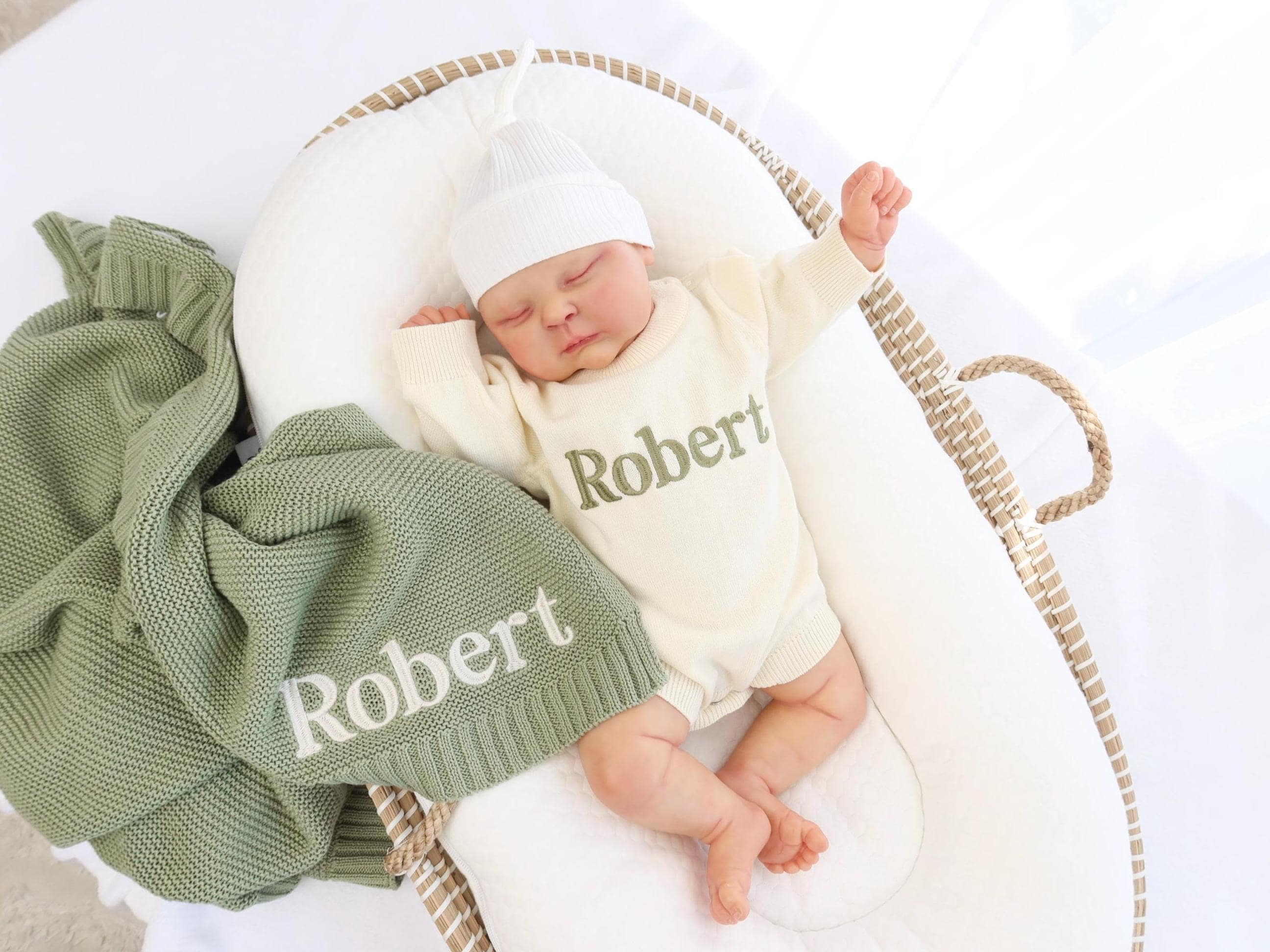 Custom Name Baby Romper, Knit Baby Outfit, Newborn Personalized, Baby Gift, Baby Boy Blanket, Baby Name Outfit, Embroidered Cotton Romper