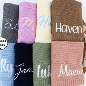 Baby Blanket, Baby gift, Newborn gift, Personalized Name, Stroller Blanket, Newborn Baby Gift, Soft Breathable Cotton Knit, baby shower Gift immagine 2
