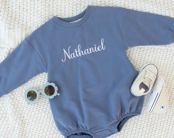 Embroidered Baby Romper, Embroidered Cotton Romper, Knit Baby Outfit, Newborn Personalized, Baby Gift, Baby Boy Blanket, Baby Name Outfit