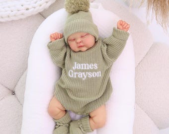 Baby Romper, Embroidered Name Baby Outfit, Infant Name Bodysuit, Newborn Gift, Baby Shower, First Birthday, Coming Home Outfit