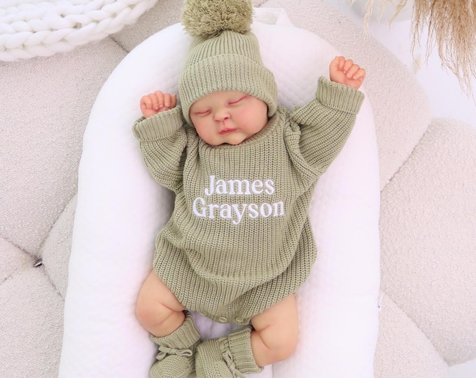Baby Romper, Embroidered Name Baby Outfit, Infant Name Bodysuit, Newborn Gift, Baby Shower, First Birthday, Coming Home Outfit