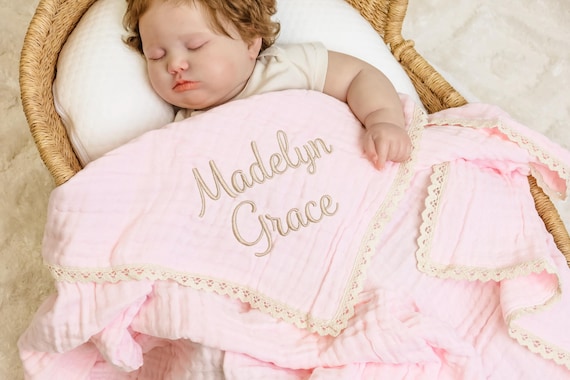 Personalized muslin baby blankets hot sale