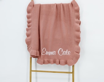 Custom Personalized baby blanket / Embroidered Knitted Baby Blanket / Soft Custom Baby Shower Gift