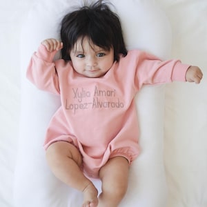 Personalized Cotton Baby Romper, Embroidered Long Sleeve Infant Sweatshirt, Custom Baby Outfit, Newborn Gift, Baby Shower Gift
