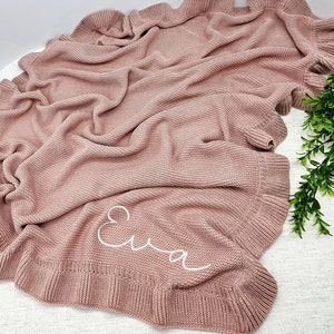 Baby blanket /Embroidered Blanket / Soft Custom Personalized baby blanket / Embroidered Knitted Baby Blanket / Soft Custom Baby Shower Gift image 2