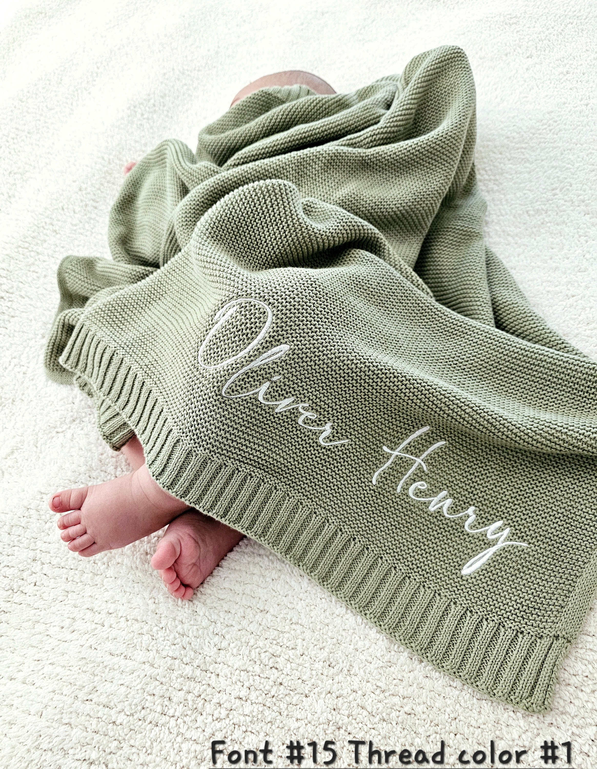 Cotton Knit Baby Blanket personalized Embroidered Name stroller Blanket newborn Baby Gift soft Breathable Cotton Knit Baby Shower Gift Etsy