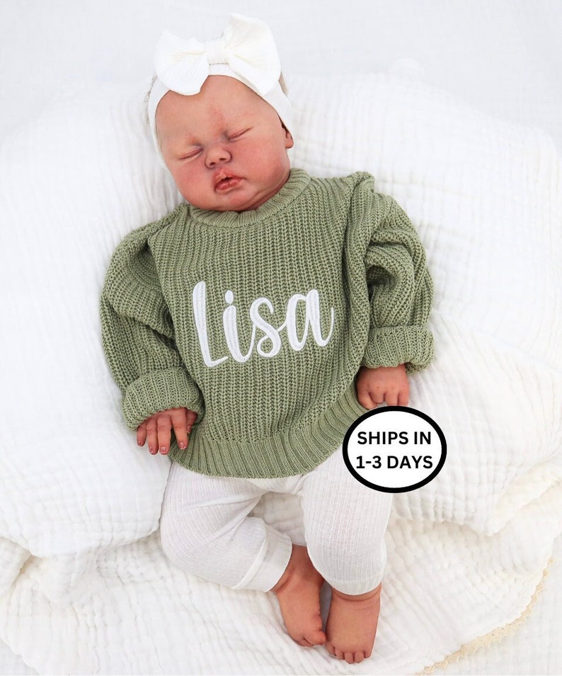 Oversized baby Sweater, Baby Sweater, Custom Baby Sweater, baby shower gift, Custom baby Sweater, image 1