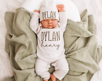 Personalized Newborn Outfit, Baby Gift Set, Custom Embroidered Baby Clothes, Coming Home Outfit for Baby, Name Personalized Baby Apparel