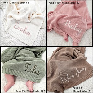 Personalized Baby Blanket With Embroidered Name - 40x30 Inch Chunky Knit Cotton Blanket, Newborn Gift