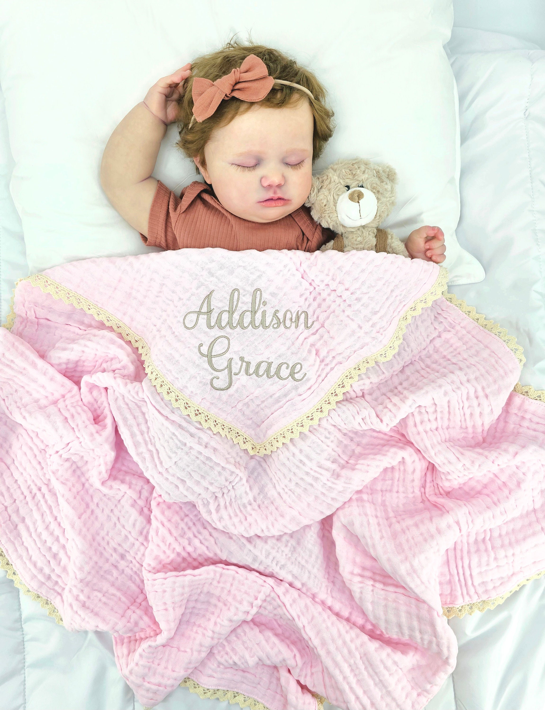 💖Buy 2 Free Shipping💖Baby Blanket, Organic Muslin blanket,Personalized baby blanket,Luxury Baby Swaddle Blanket, embroidered name baby blanket, baby shower gift.