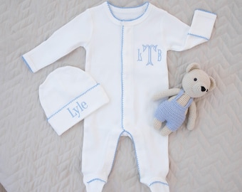 Personalized Baby Footie, Monogrammed Newborn Outfit, Custom Embroidered Name, Coming Home Gift, Soft Baby Sleeper, Baby Shower Gift