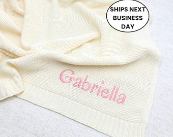 Baby Name Blanket,Embroidered Name,Stroller Blanket,Newborn Baby Gift ,Soft Breathable Cotton Knit