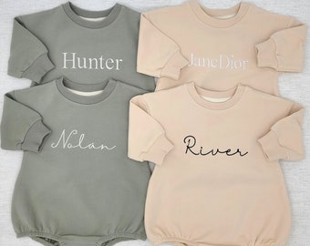 Organic Cotton Baby Sweatshirt Romper, Embroidered Long Sleeve Infant sweatshirt,Personalized baby sweatshirt,newborn gift,baby shower Gift.