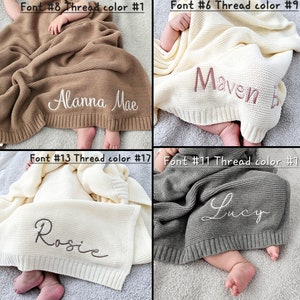 Personalized Embroidered baby Name,Stroller Blanket,Newborn Baby Gift ,Soft Breathable Cotton Knit, baby shower Gift image 4