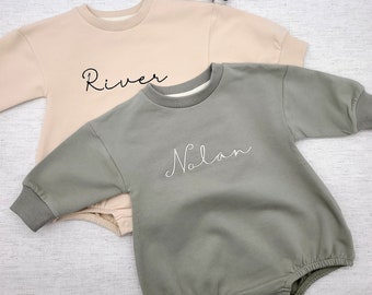 Barboteuse sweat-shirt bébé en coton bio, sweat-shirt brodé à manches longues pour bébé, sweat-shirt bébé personnalisé, cadeau nouveau-né, cadeau baby shower.