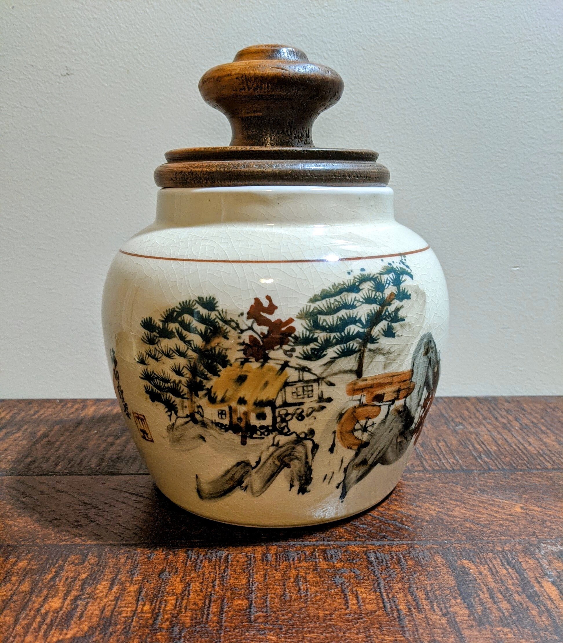 Japanese Jar with Wood Lid Etsy