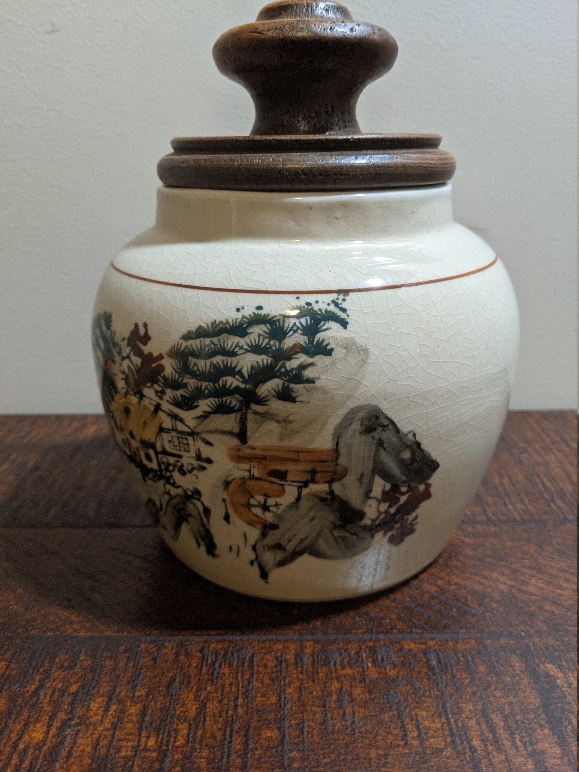 Japanese Jar with Wood Lid Etsy