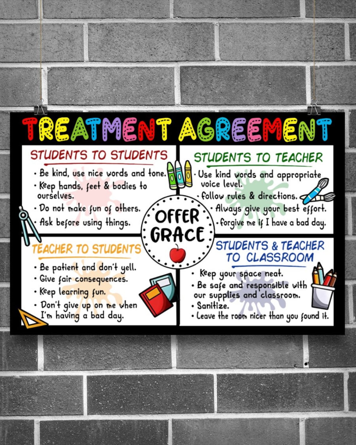 Treatment agreement classroom poster teacher poster teacher Etsy Treatment agreement classroom poster teacher poster teacher Etsy