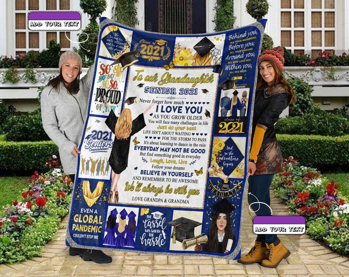 To My Granddaughter Senior 2021 Blanket Happy Graduation Etsy