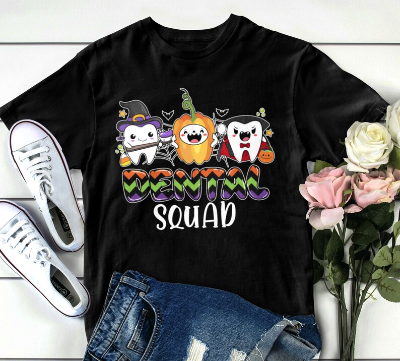 Dental squad halloween shirt dental shirt teeth halloween Etsy