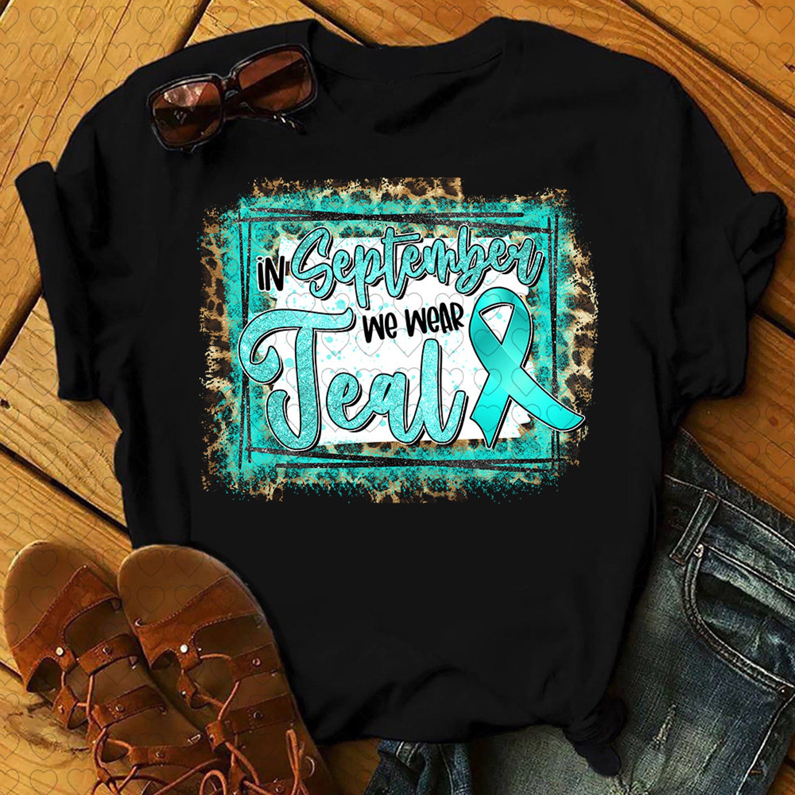 In september we wear teal shirt ovarian cancer shirt ovarian | Etsy