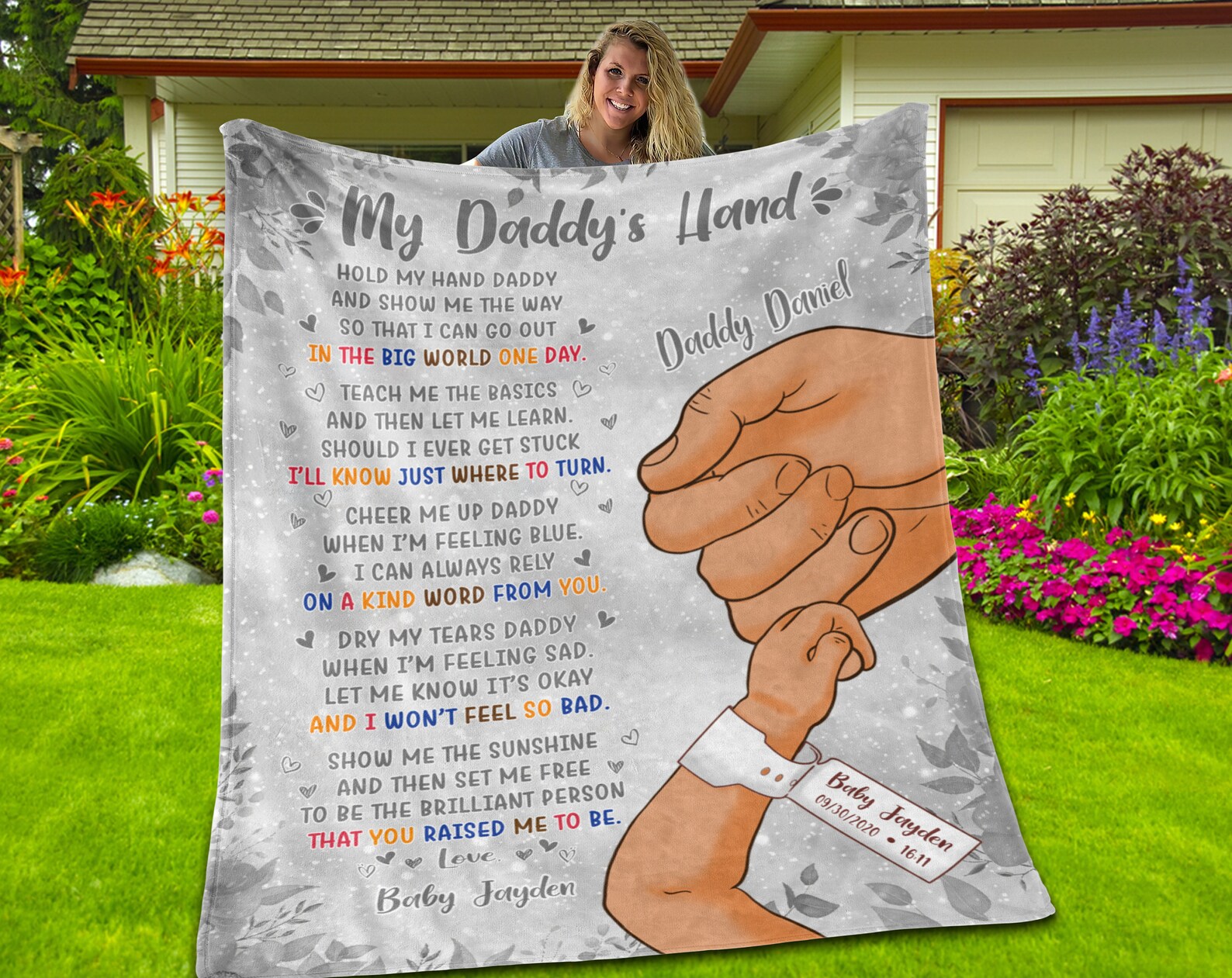My daddy's hand blanket Personalized to my dad blanket Etsy
