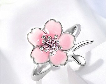 Details about / GENUINE CZ MAGNOLIA SILVER PINK BLOOM FLOWER BLOSSOM RING SIZE 54 LIMITED SALE